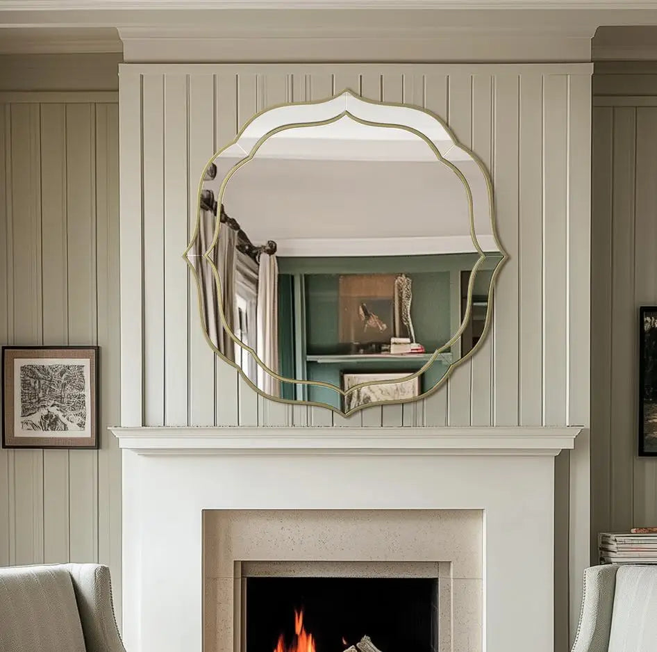 grand miroir biseaute ancien