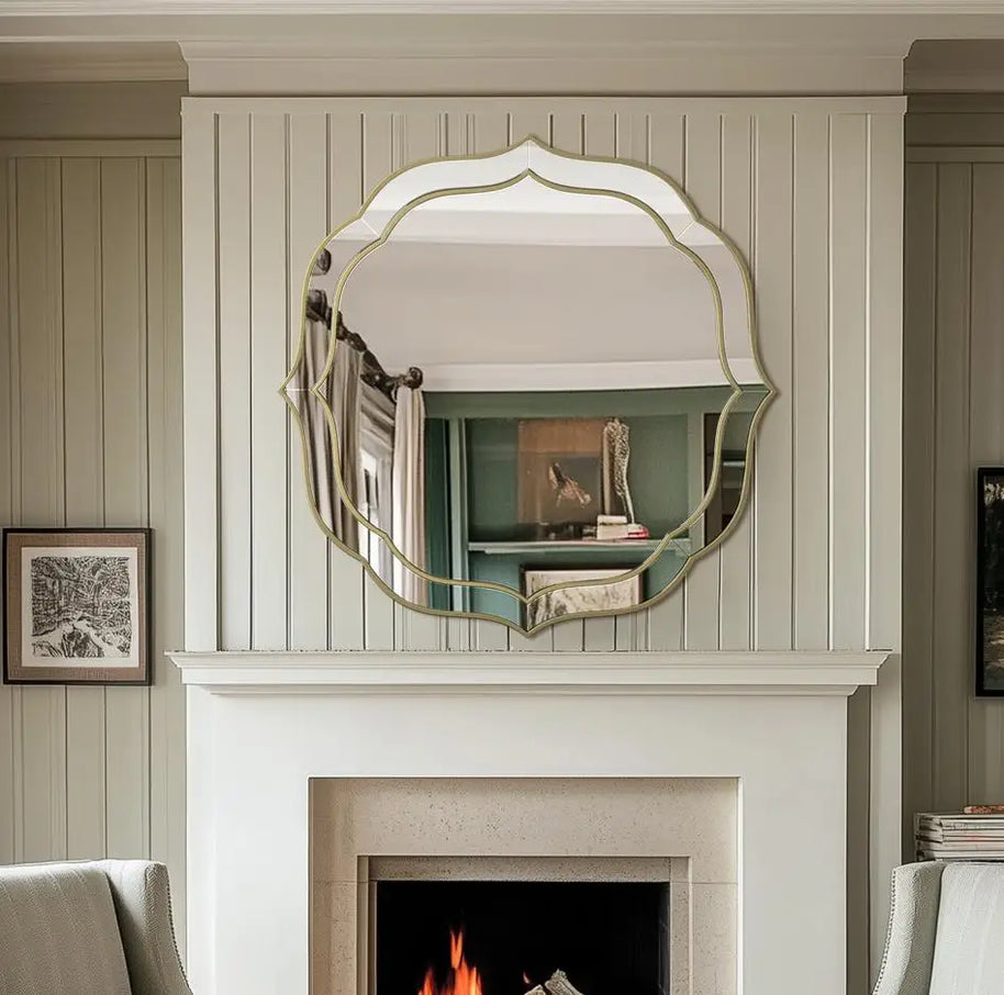 grand miroir biseaute ancien