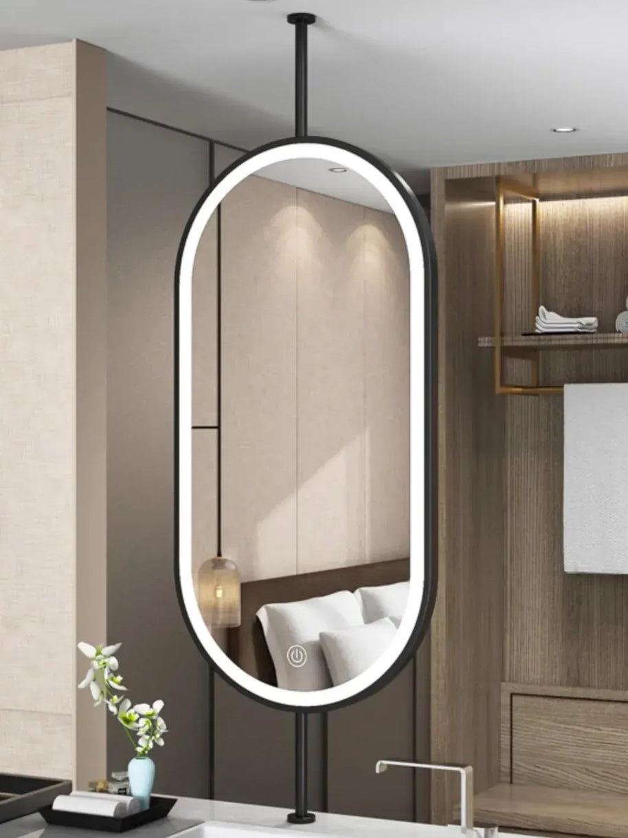 grand miroir ovale noir