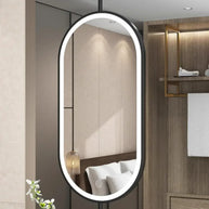 grand miroir ovale noir