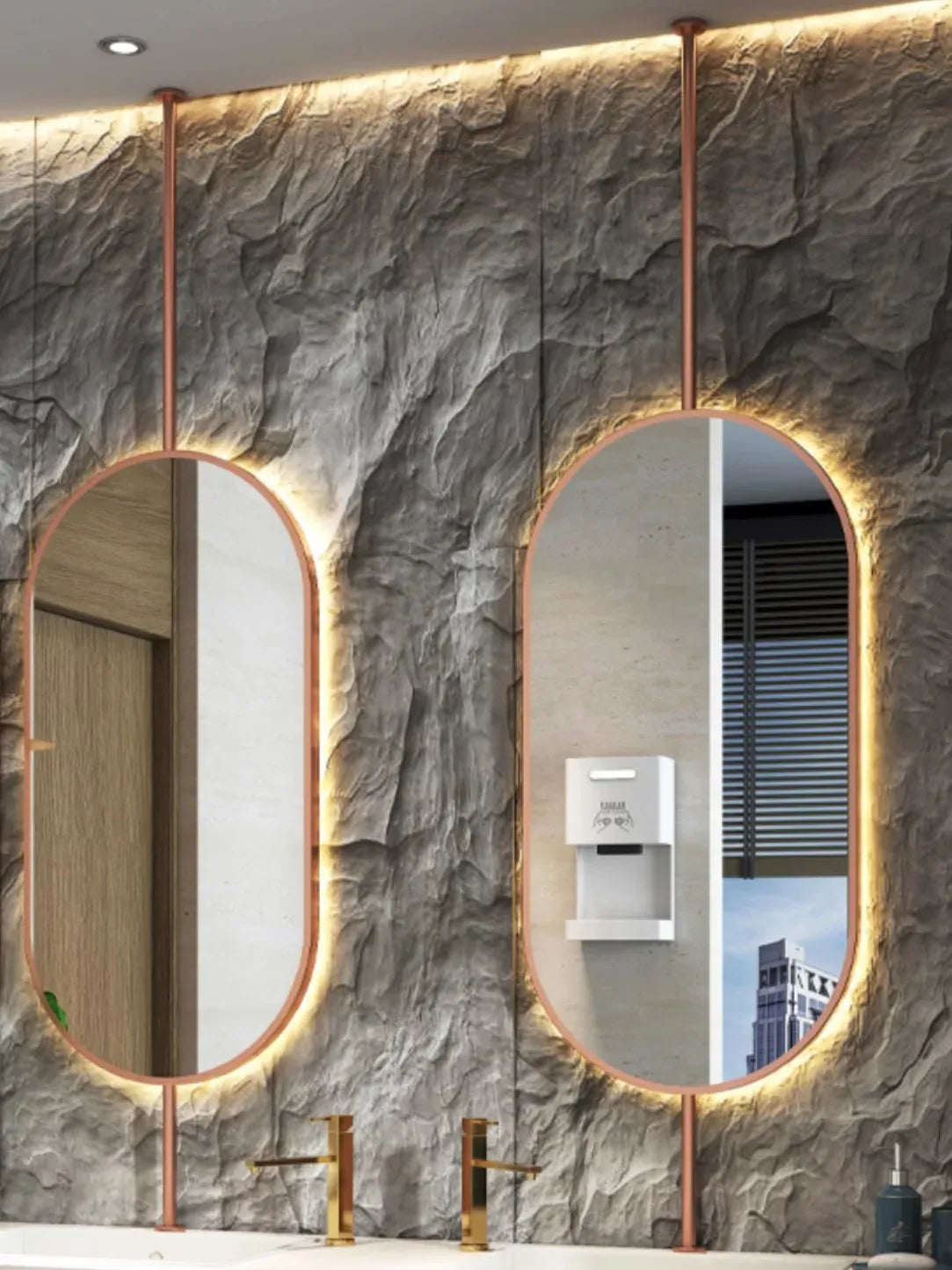 grand miroir ovale rose