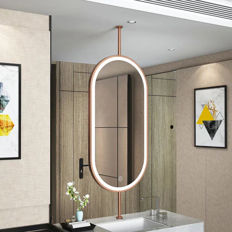 grand miroir ovale rose salle de bain