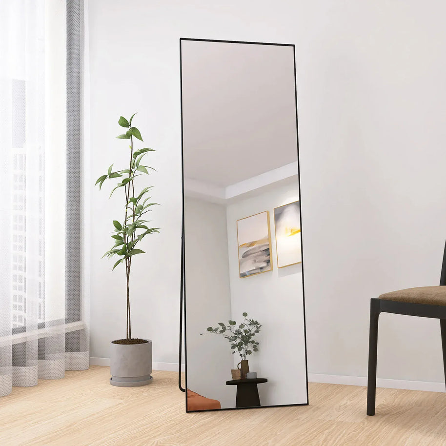 grand miroir sur pied noir