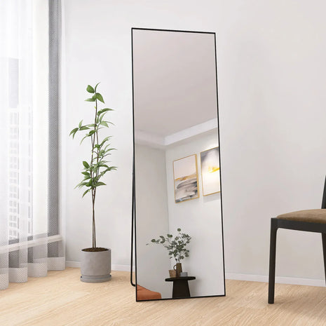 grand miroir sur pied noir