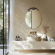 miroir baroque ovale gris