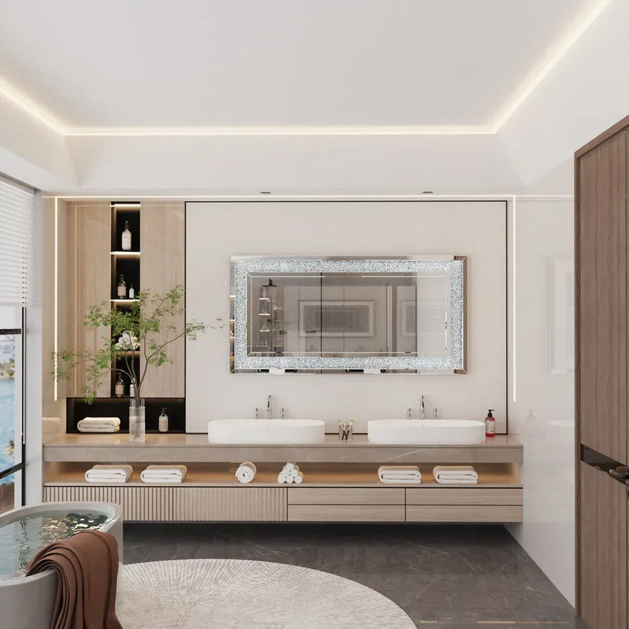 miroir en argent salle de bain