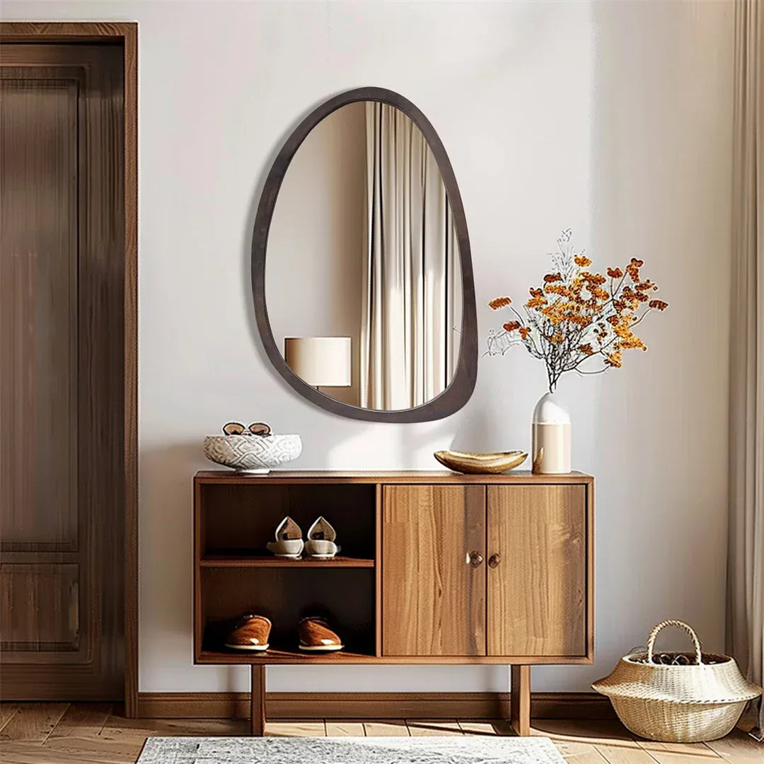 miroir forme organique bois