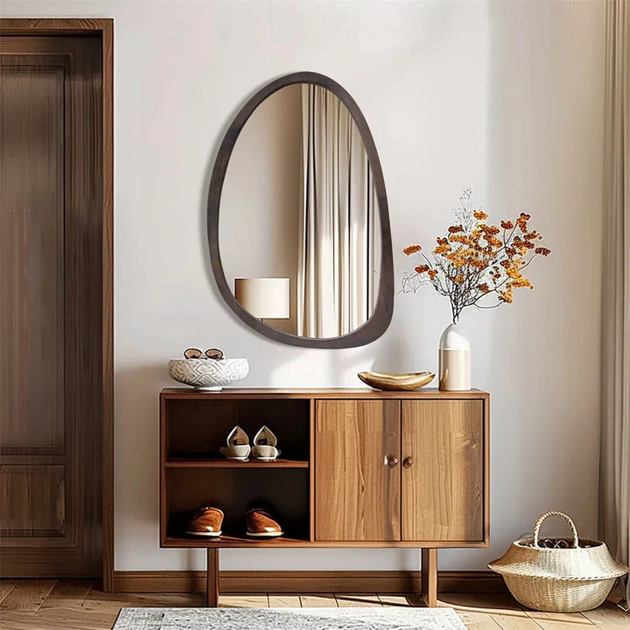 miroir forme organique bois