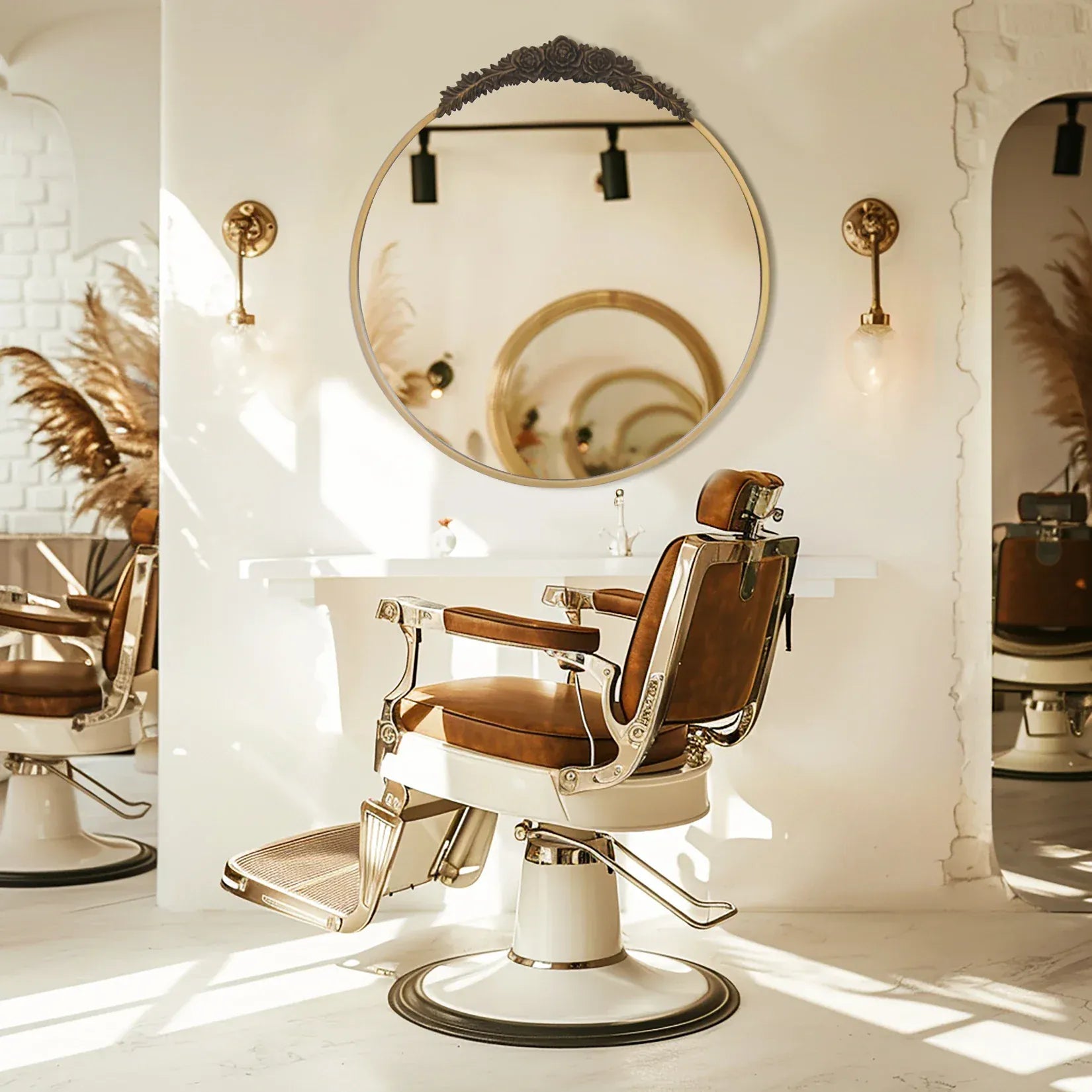 miroir laiton coiffure