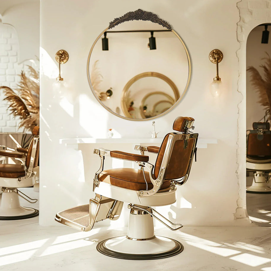 miroir laiton coiffure