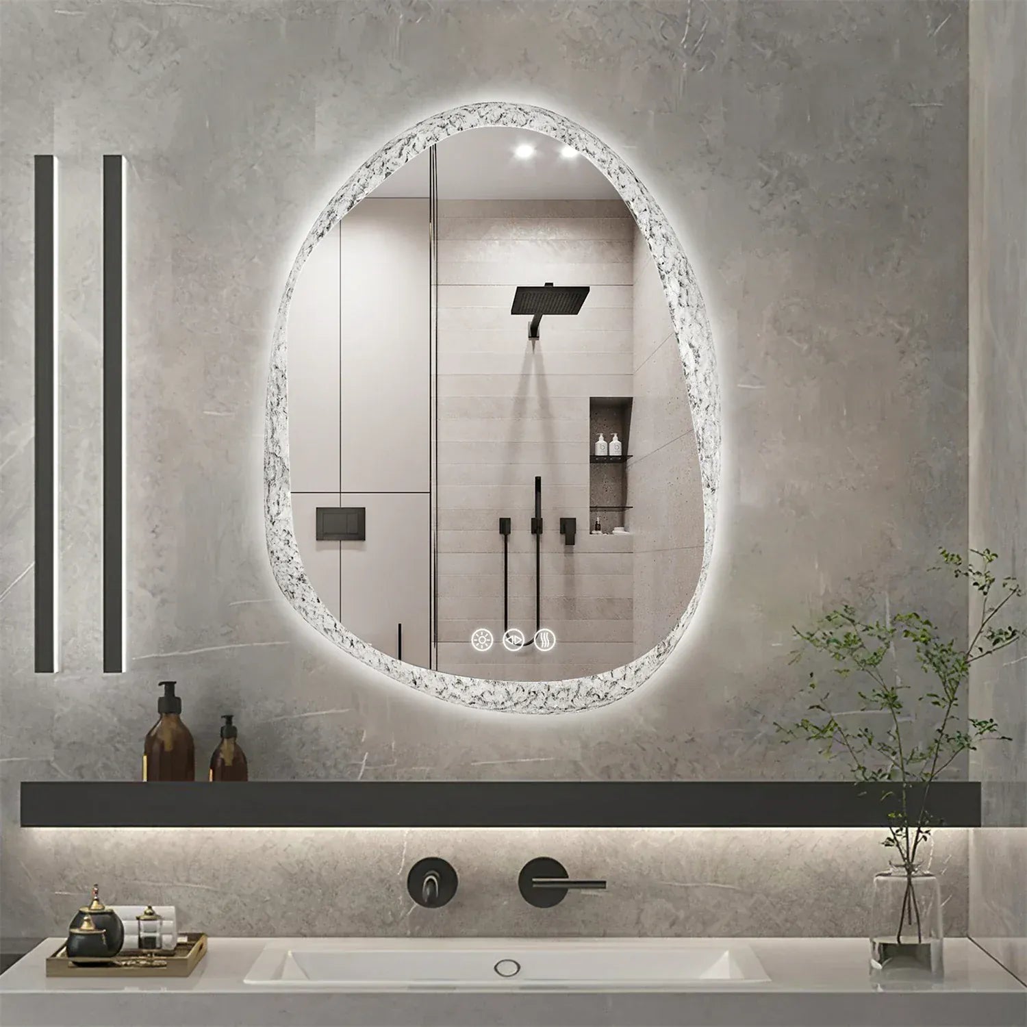 miroir led salle de bain asymétrique