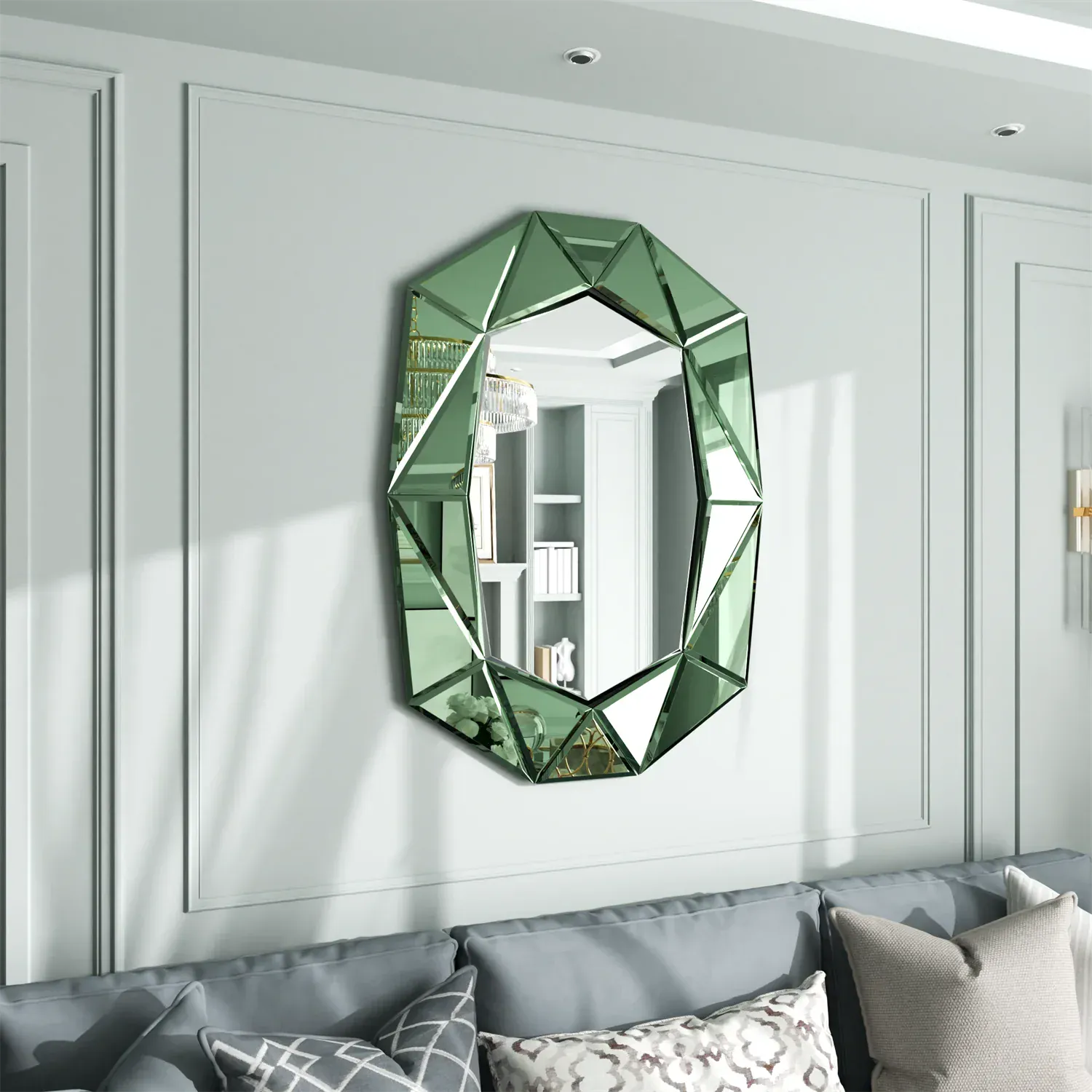 miroir mural asymetrique vert