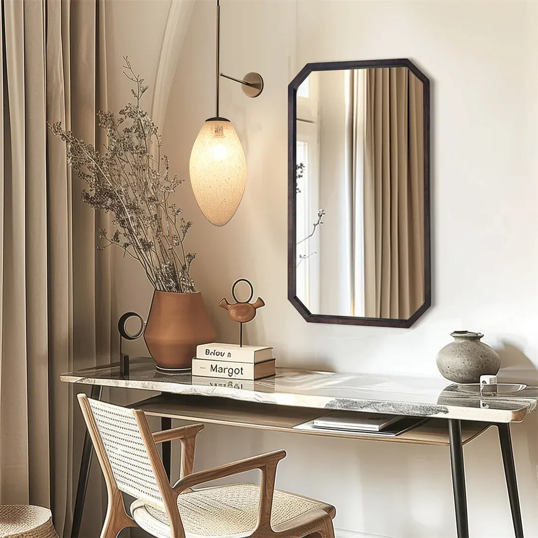 miroir mural en bois