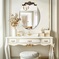 miroir ovale baroque blanc