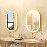miroir ovale dore salle de bain