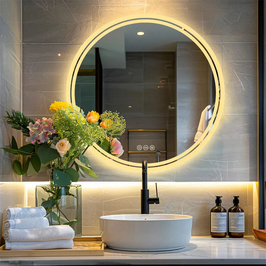 miroir rond salle de bain LED