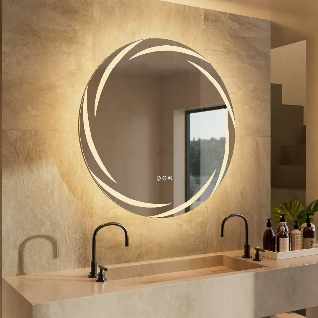 miroir salle de bain lumineux rond 