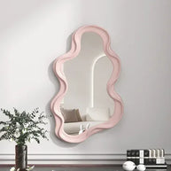 petit miroir organique mural rose